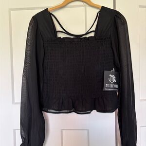 Miss Chievous Black Smocked Crop Blouse